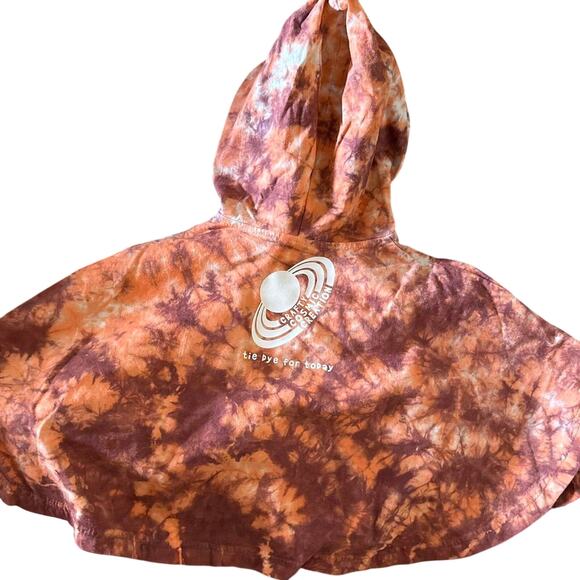 Baby Poncho Size 12 Month Orange Dusty Rose Tie Dye Hippie Kids Handcrafted Play - Picture 5 of 5